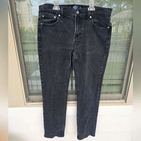 Hollister Men's Slim Straight Black Washed Jeans Sz 32x29 - Picture 7 of 8